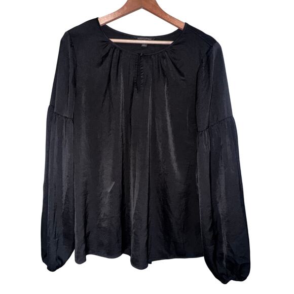 Banana Republic Factory Solid Black Long Sleeve Large Top - Picture 1 of 5